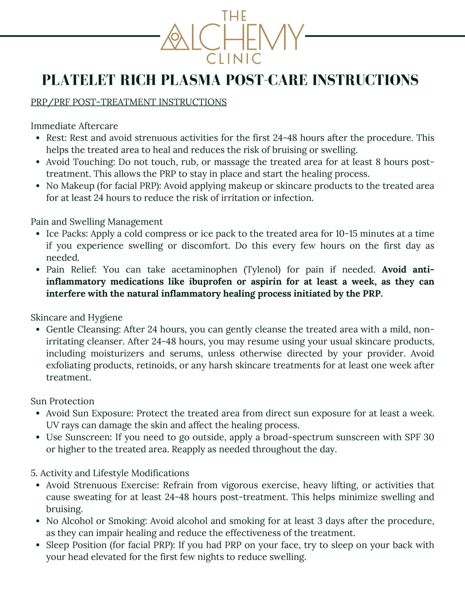 PLATELET RICH PLASMA POST-CARE INSTRUCTIONS PRE AND POST CARE INSTRUCTIONS-22
