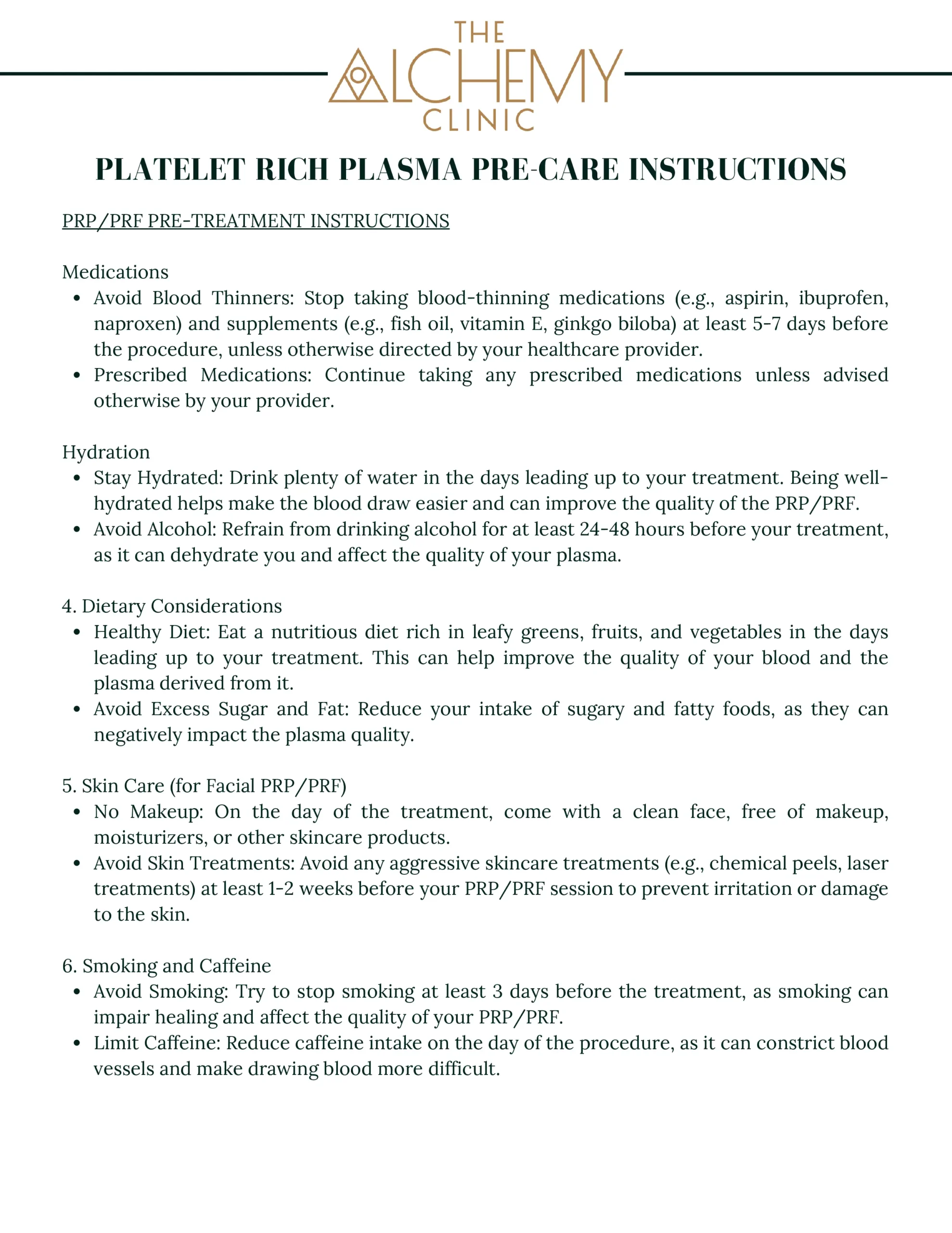 PLATELET RICH PLASMA PRE-CARE INSTRUCTIONS PRE AND POST CARE INSTRUCTIONS-21