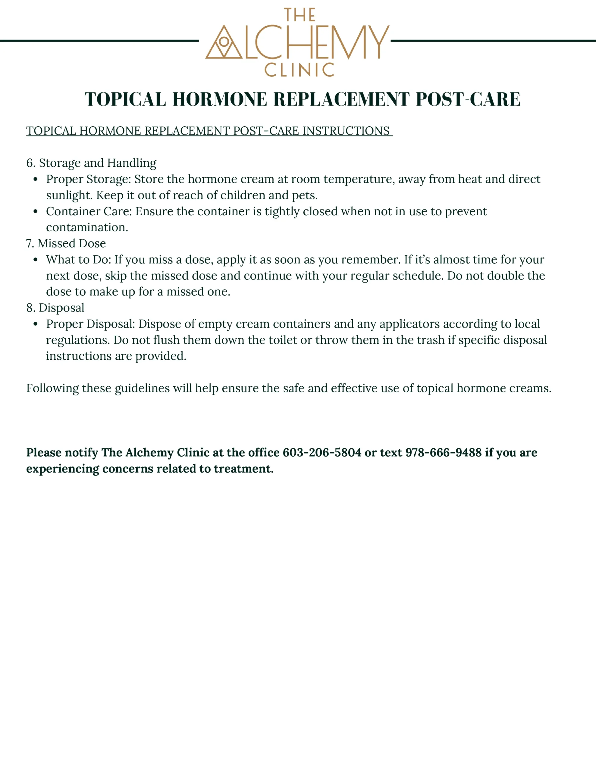 TOPICAL HORMONE REPLACEMENT POST-CARE PRE AND POST CARE INSTRUCTIONS-20