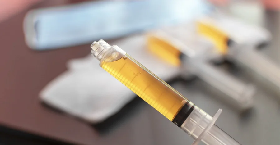 Injection with medicine